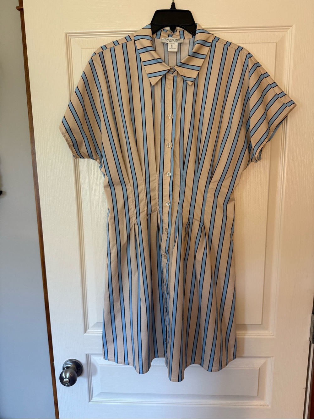 Rachel Zoe Beige Dress with Blue and Black Stripes